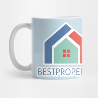 Creative Real Estate Sticker logo design. Property and Construction sticker logo design. Homes logo concept Real estate service and Growth house icon logo Mug